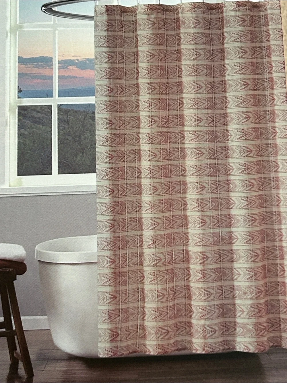 Frye & Co. Home Collection Shower Curtain Western Southwestern red NEW
